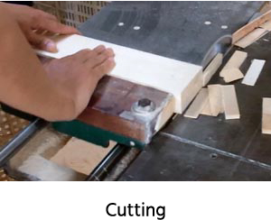cutting wooden boards