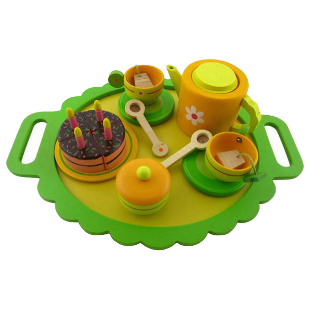 Wooden Toys Pretend Play Tea Set - Green-image