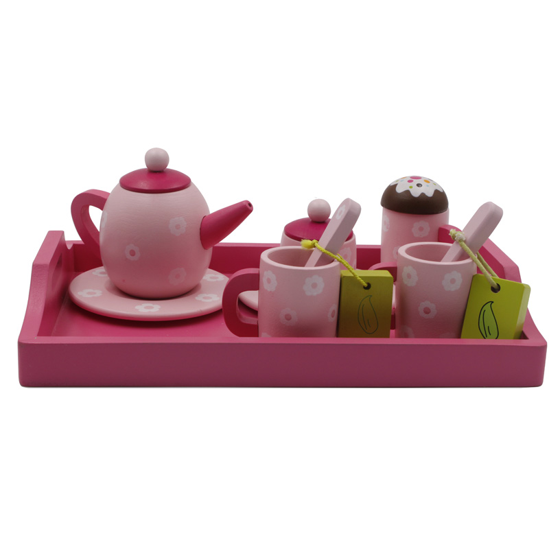 Wooden Toiys Pretend Play Tea Set - Pink-image