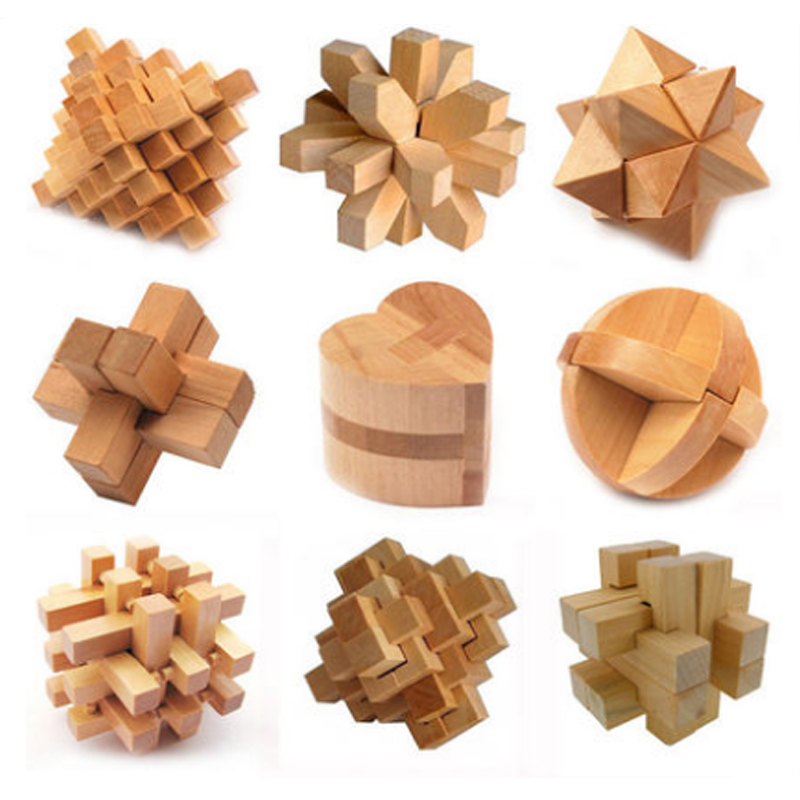 Wooden brain teaser puzzle game-image