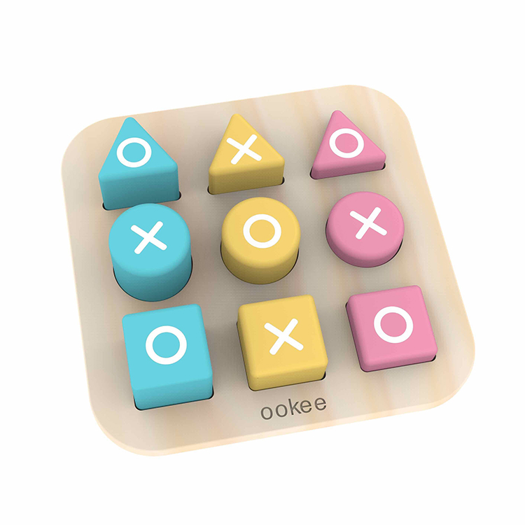 Wooden Color Shape Puzzle, XO Board Game-image